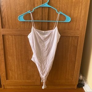 Garage White Ribbed Bungee Strap Bodysuit - Size Small